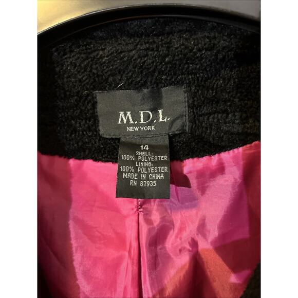 M.D.L. New York Women's Black Textured Single Breasted 1 Button Blazer Women 14 - Picture 3 of 9